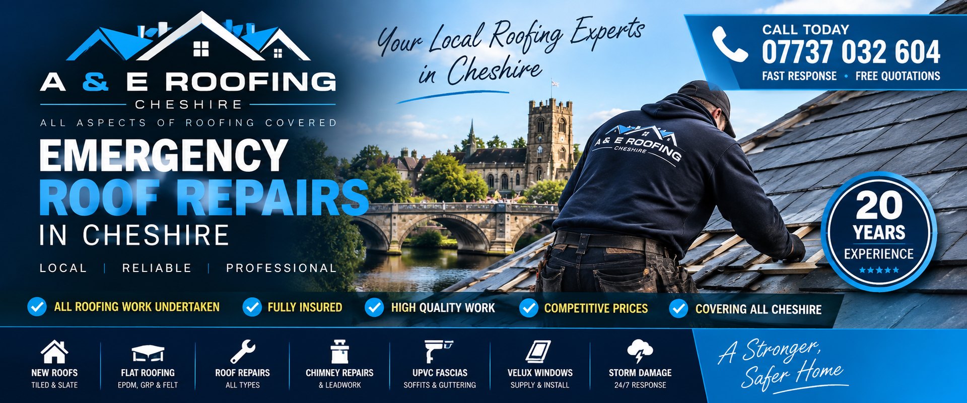 A & E Roofing Cheshire &ndash; emergency roof repairs in Cheshire. Call 07737 032 604